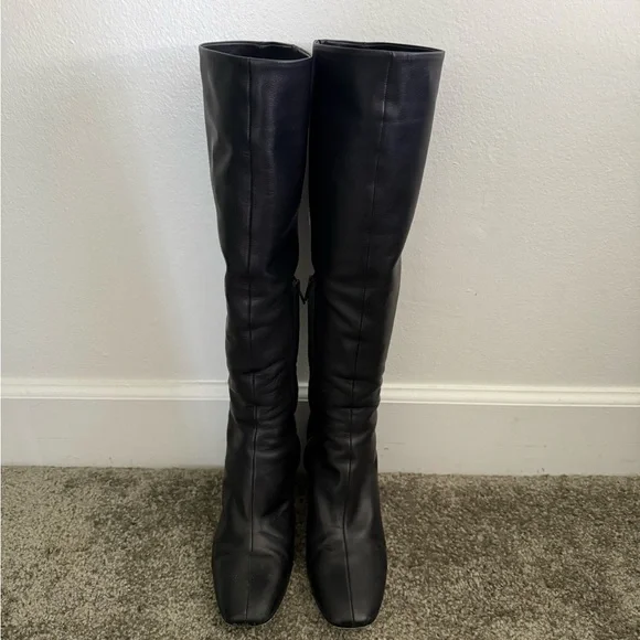Rouje Black Leather Knee Boots - Picture 2 of 5